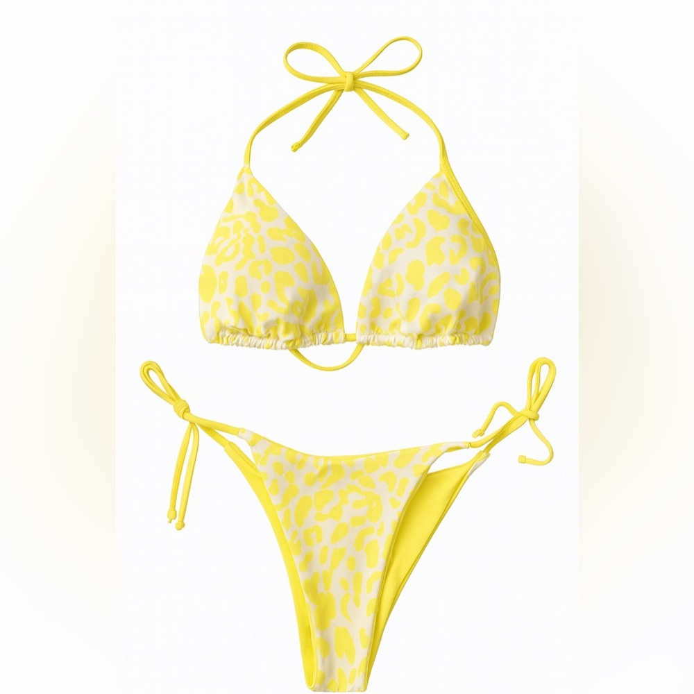 Yellow Leopard Print Bikini Size S - Brand New Never Worn
